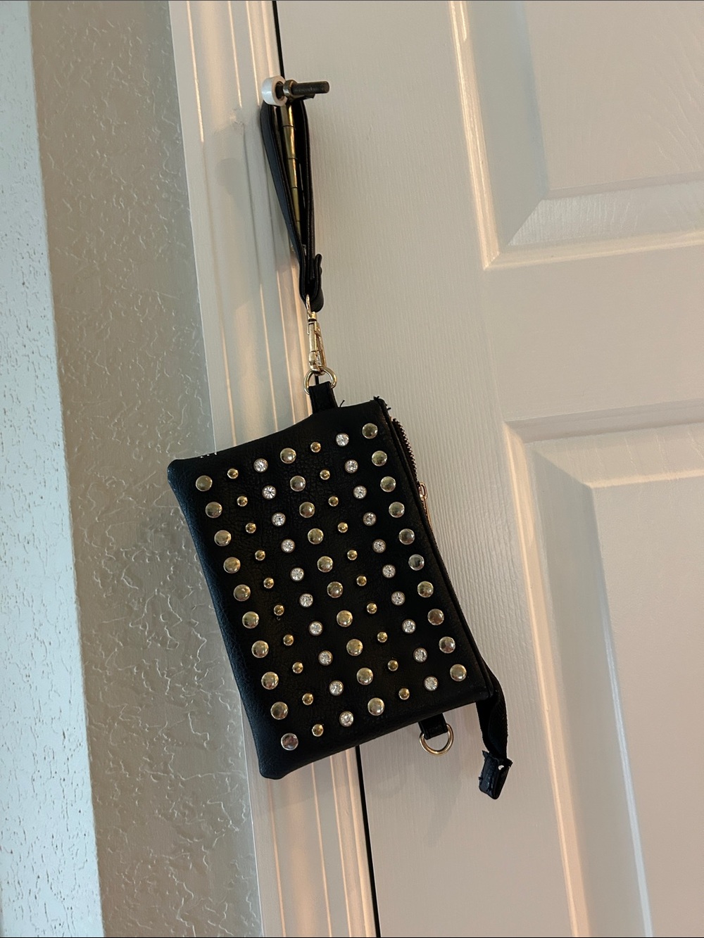 Black Studded Wristlet Clutch - Sleek Everyday Style